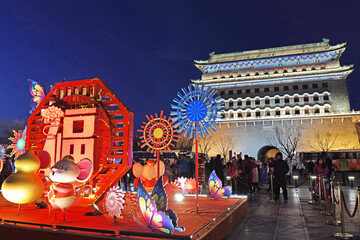 qianmen street with lattern decoration  in spring festival