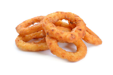 Fried onion rings. Isolated on white background