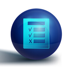 Blue Car inspection icon isolated on white background. Car service. Blue circle button. Vector Illustration.