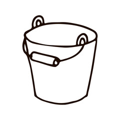 Bucket.  Hand drawn vector illustration in doodle style, isolated on a white background. 