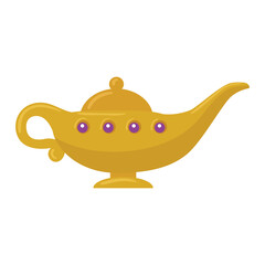 golden arabian magic lamp icon on white background vector illustration design