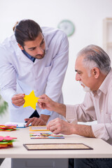 Doctor and patient suffering from Alzheimer disease