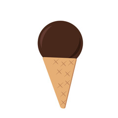 ice cream in a waffle cone. single element in vector flat style, sweet dessert