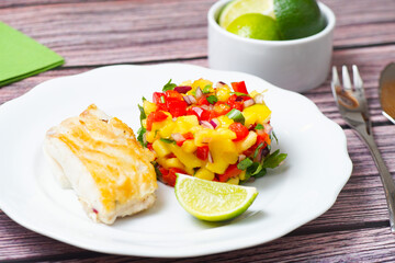 Fish with mango salsa