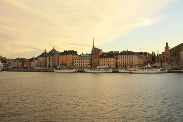 Fototapeta premium Vue Panoramique Vieille Ville colorée de Stockholm Suède