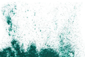 Spirulina algae powder on a white background. Superfood concept. Top view.