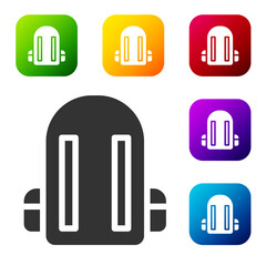 Black School backpack icon isolated on white background. Set icons in color square buttons. Vector Illustration.