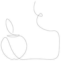 Apple tree background line drawing, vector illustration	