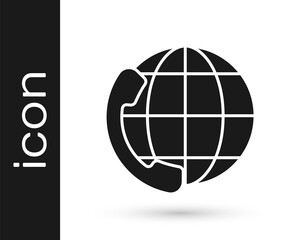 Grey Telephone 24 hours support icon isolated on white background. All-day customer support call-center. Full time call services. Vector Illustration.