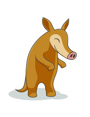 Aardvark  Cartoon Animal Isolated Ground Pig Africa