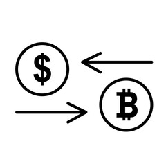 Dollar and bitcoin coin vector illustration. Exchange icon. Flat design style vector illustration.