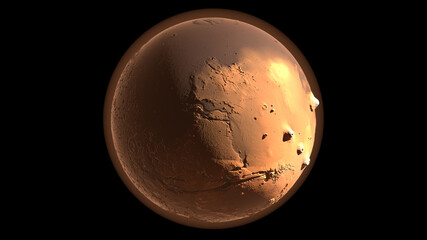 Mars 3D Render with Accentuated Terrain