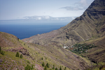 View from the top of the mountains surrounding El Risco, a typical village of Gran Canaria island.