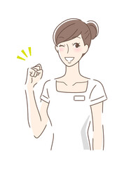 ガッツポーズする女性