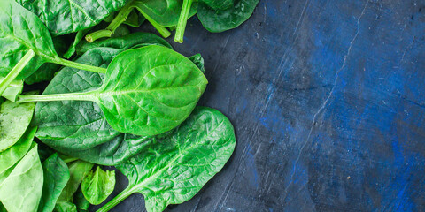 spinach green fresh leaves the petals snack vegetables bush green stems and petals Menu concept...