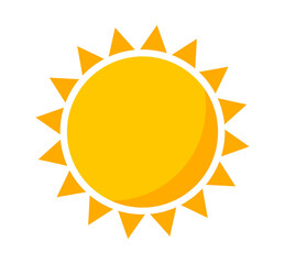 Sun icon, flat design vector.