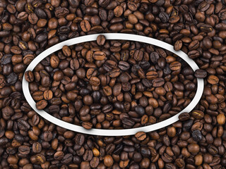 Empty frame of roasted coffee beans banner