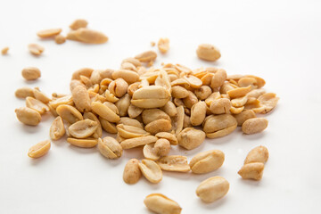 Close-up image of peanuts studio isolated on white background
