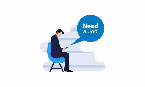 Need a job illustration,
men looking for work through mobile phones