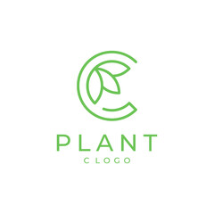 Natural modern logo design with a combination of the letter C symbol and leaf plants