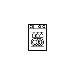 Dishwasher icon. plate and glasses in the dishwasher узы еут