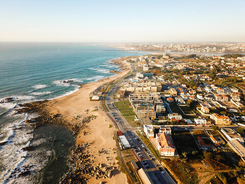 4k photo beach Vila Nova Do Gaia, Porto, Aerial view ,Portugal, Europe