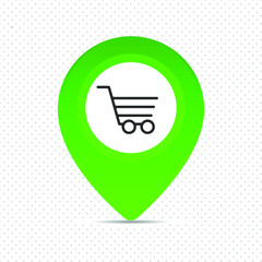  map pointer with shopping cart icon