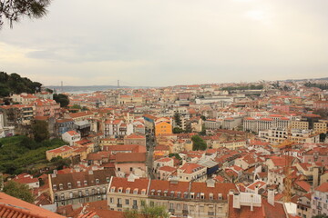 Fototapeta premium Vue Panoramique Vieille Ville de Lisbonne Portugal