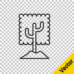 Black line Tree icon isolated on transparent background. Forest symbol. Vector Illustration.