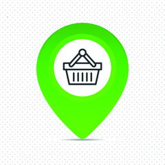  map pointer with shopping cart icon