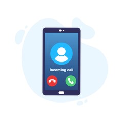 Phone call screen. Smartphone vector illustration.