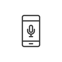 Microphone button icon. Phone with record button icon.