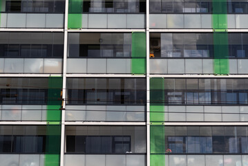 Fragment of the facade of a residential city building.