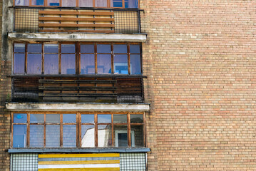 Fragment of one of the serial high-rise apartment buildings.