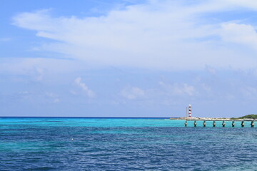 tropical beach with blue sky