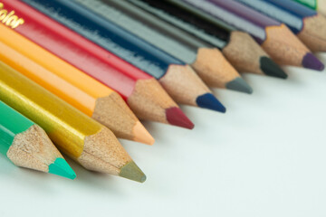 color pencils on a white background close-up