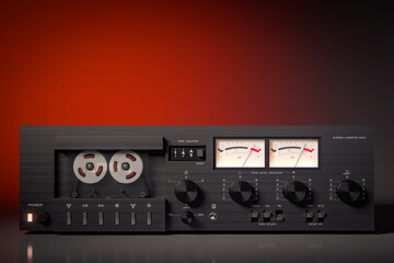 Vintage stereo magnetic cassette recorder deck - 3D render