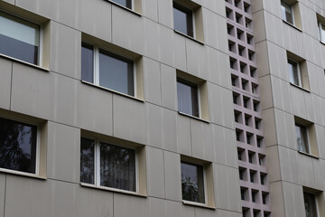 Fragment of the facade of a residential city building.