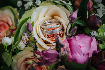 Beautiful wedding rings close up