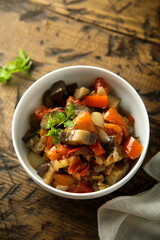 Homemade vegetable stew with herbs