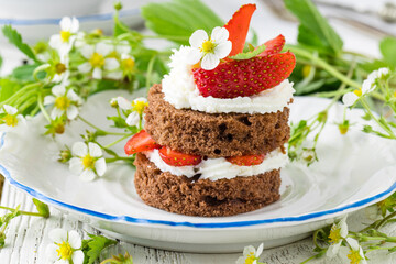 delicious strawberry cake, homemade sweets