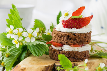 delicious strawberry cake, homemade sweets