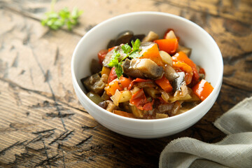 Homemade vegetable stew with herbs