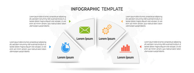 Presentation infographic 4 options, half circle style.