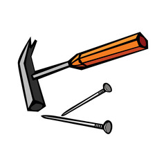 hammer and nails isolated on a white background in EPS10