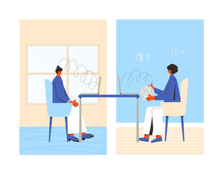 Mental health therapy session. Vector color flat.