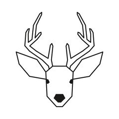 Vector illustration of deer. Linear head of deer. Deer icon.