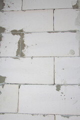 A Fragment Of A Modern Wall Made Of Gas Silicate Blocks. The process of laying blocks.