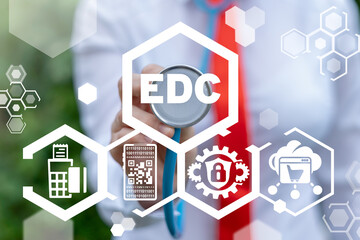 EDC Machine Payment Technology. Electronic Data Capture Pay Business Concept.