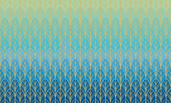 Color graphic horizontal pattern of bird feathers, ornament, wallpaper, wrapping paper or design. Vector illustration, isolated on background.